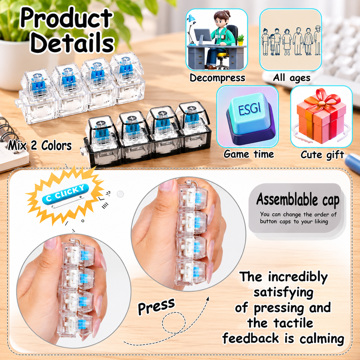 Mini Keyboard Fidget Keychain