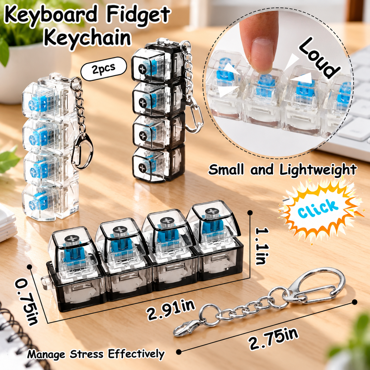 Mini Keyboard Fidget Keychain